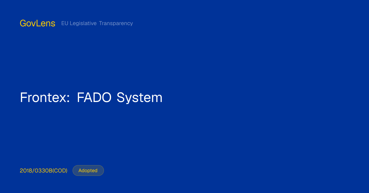 Frontex: FADO System | GovLens