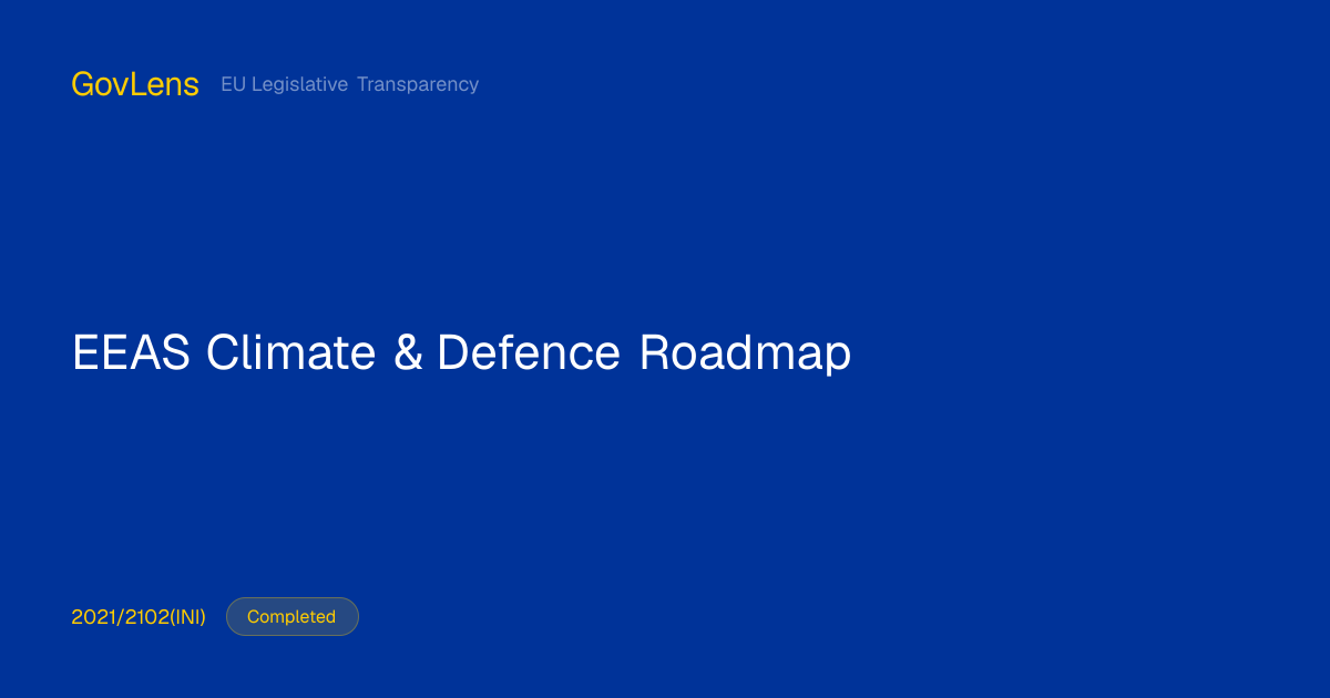 EEAS Climate & Defence Roadmap | GovLens