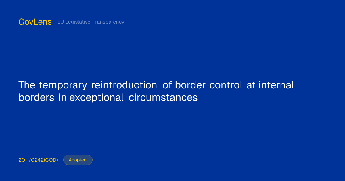 The temporary reintroduction of border control at internal borders in ...